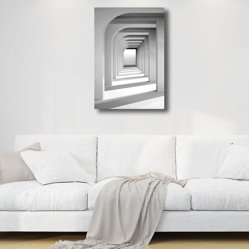 Brehn | Corridor Building Canvas-Druck Einfachheit Texturiertes Wanddekor in hellen Farben