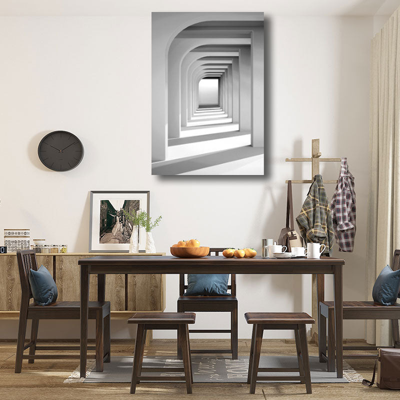 Brehn | Corridor Building Canvas-Druck Einfachheit Texturiertes Wanddekor in hellen Farben