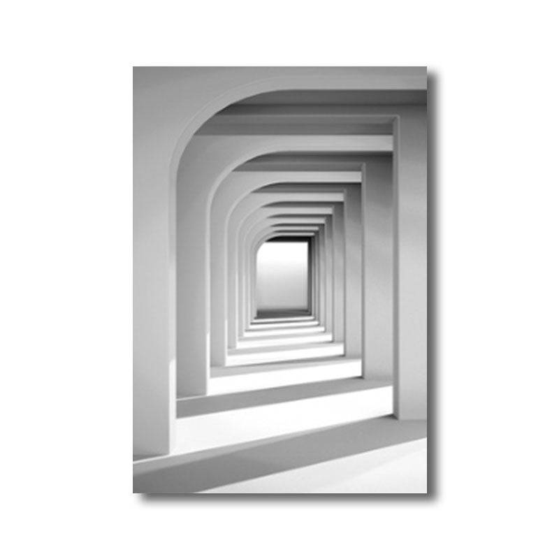 Brehn | Corridor Building Canvas-Druck Einfachheit Texturiertes Wanddekor in hellen Farben