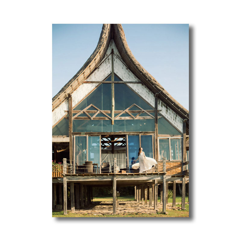 Brehn | Leinwand Dekorative Kunstdruck Mediterrane Architektur Wanddekoration in Dunkelfarbe für das Wohnzimmer