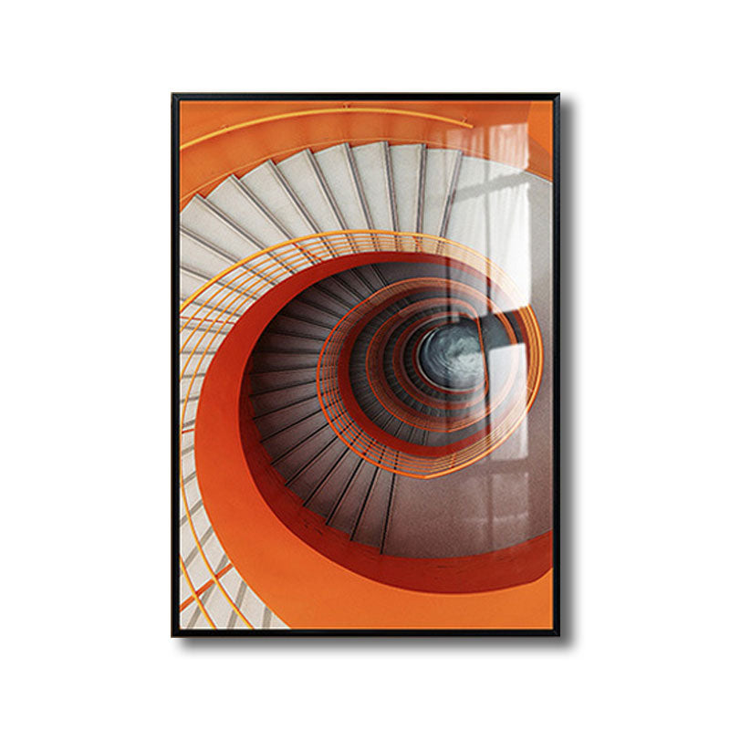 Brehn | Dekoratives Wirbel Treppe Gemälde Zeitgenössische Leinwand Wandkunst Druck in Hellfarbe