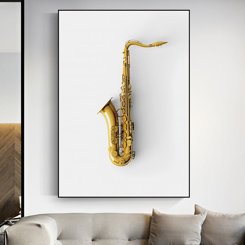 Brehn | Gold Saxophon Wandkunst Deko Musik Modernistische Dekorative Leinwanddrucke für Großer Raum