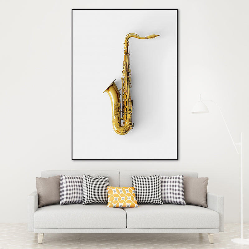 Brehn | Gold Saxophon Wandkunst Deko Musik Modernistische Dekorative Leinwanddrucke für Großer Raum