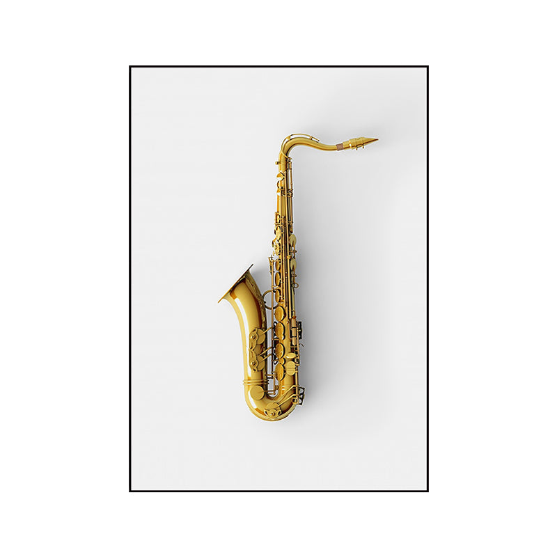 Brehn | Gold Saxophon Wandkunst Deko Musik Modernistische Dekorative Leinwanddrucke für Großer Raum