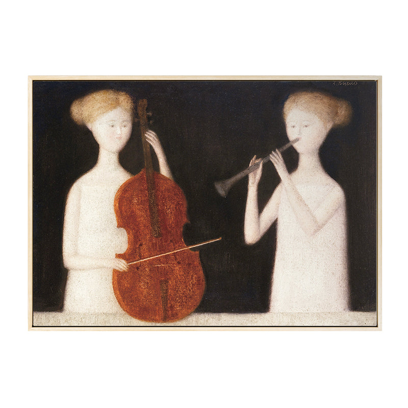 Brehn | Leinwand Braune Malerei Modern Stil Maid und Musikinstrumente Wandkunst Dekor