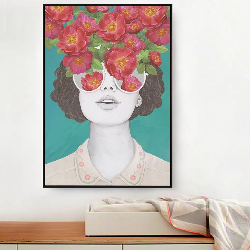 Brehn | Pastellfarbe junge Frauen Leinwand Glam-Stil Texturierte Wandkunst Dekoration für Mädchenzimmer