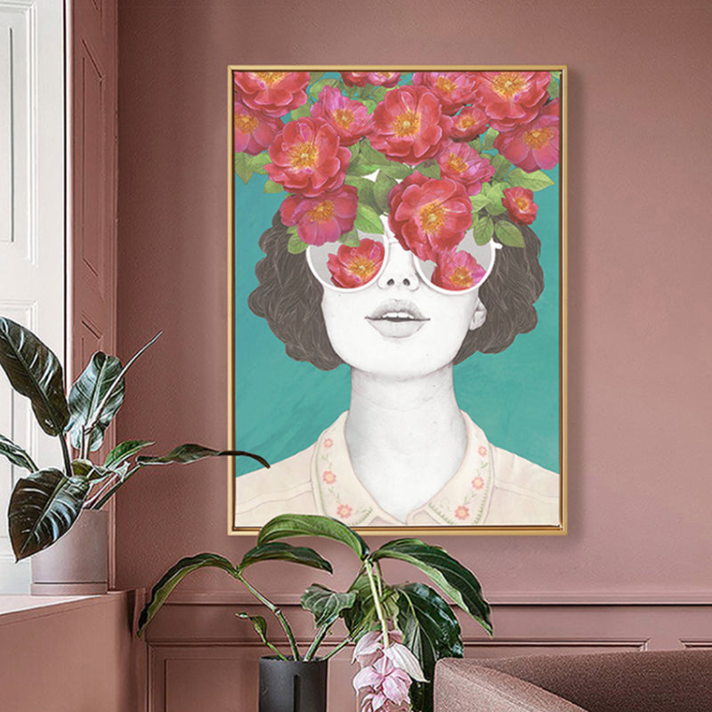 Brehn | Pastellfarbe junge Frauen Leinwand Glam-Stil Texturierte Wandkunst Dekoration für Mädchenzimmer