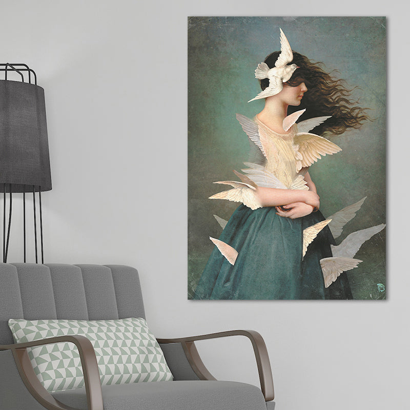 Brehn | Pastellfarbe junge Frauen Leinwand Glam-Stil Texturierte Wandkunst Dekoration für Mädchenzimmer