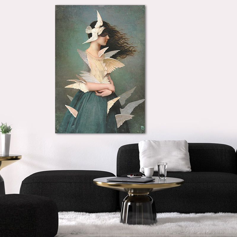 Brehn | Pastellfarbe junge Frauen Leinwand Glam-Stil Texturierte Wandkunst Dekoration für Mädchenzimmer