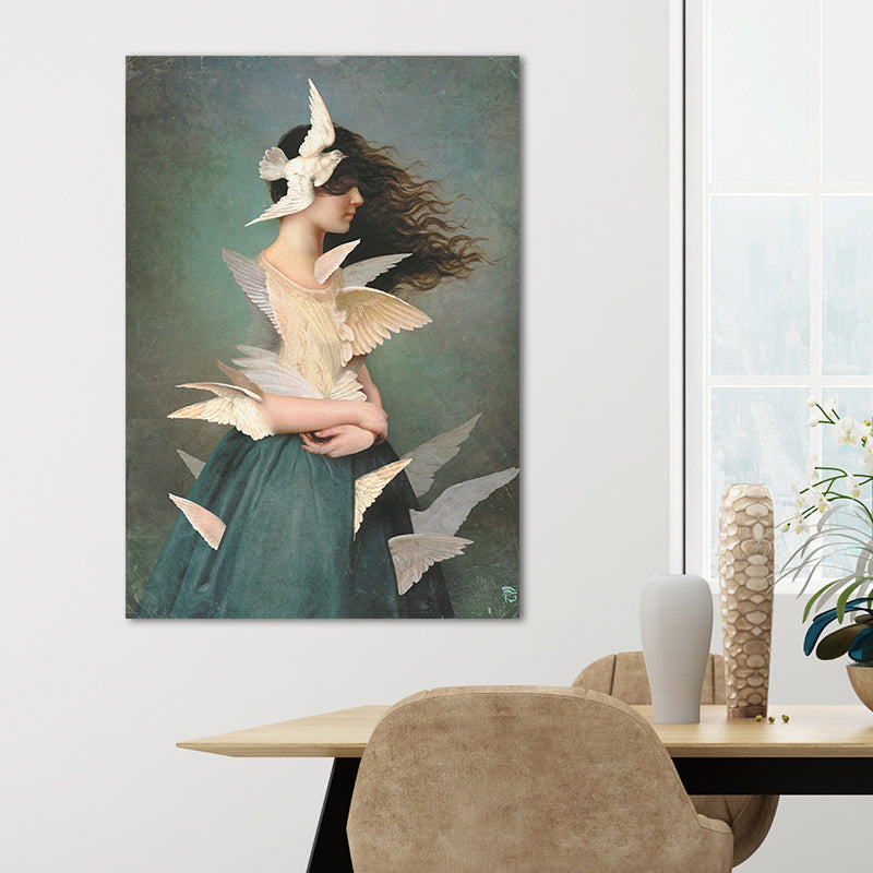 Brehn | Pastellfarbe junge Frauen Leinwand Glam-Stil Texturierte Wandkunst Dekoration für Mädchenzimmer