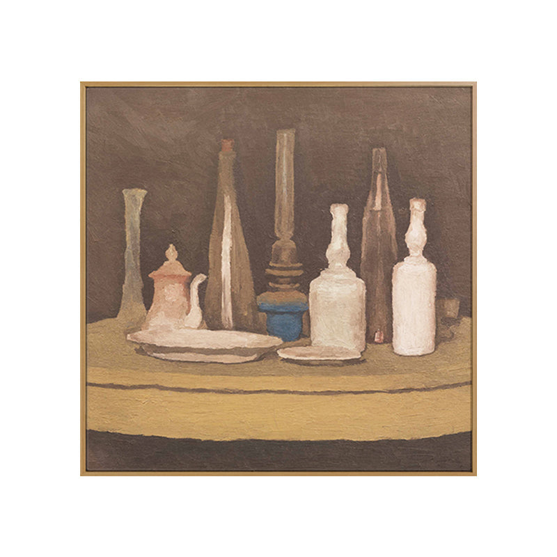 Brehn | Traditioneller Stil Malerei Brauner Schreibtisch und Tischgeschirr Wandkunstdruck, Mehrere Größen