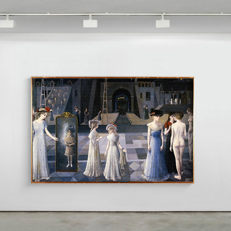 Brehn | Ölmalerei Jungfrau Party Kunst Traditioneller Stil Leinwand Texturiert Wanddekoration in Blau