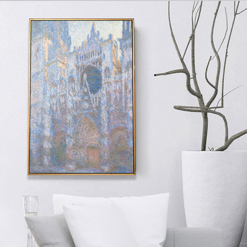 Brehn | Monet Rouen Kathedrale Wandkunst Traditioneller Texturierter Leinwanddruck in Pastellfarbe