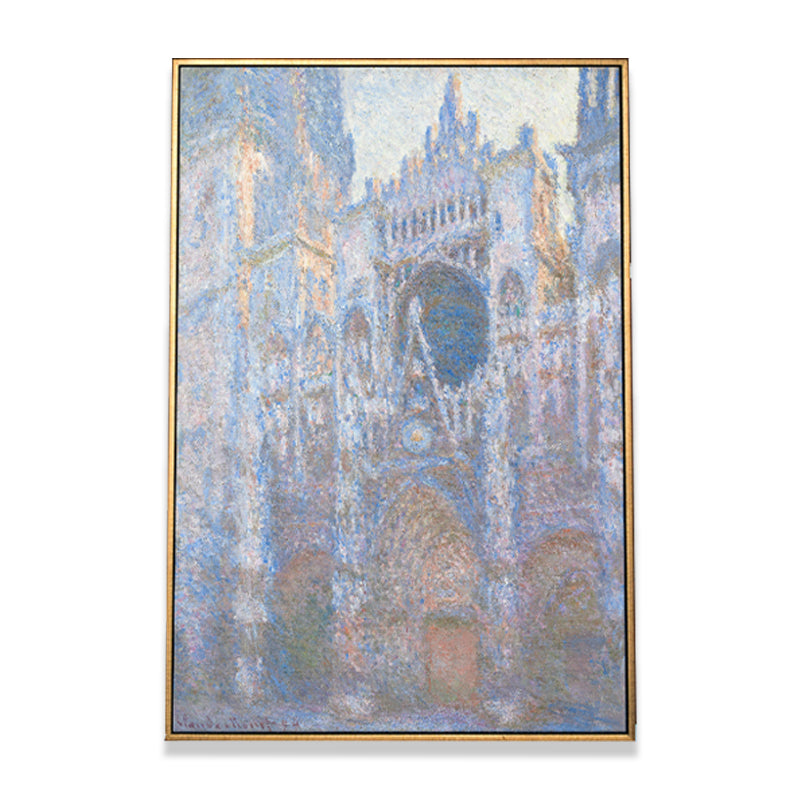Brehn | Monet Rouen Kathedrale Wandkunst Traditioneller Texturierter Leinwanddruck in Pastellfarbe
