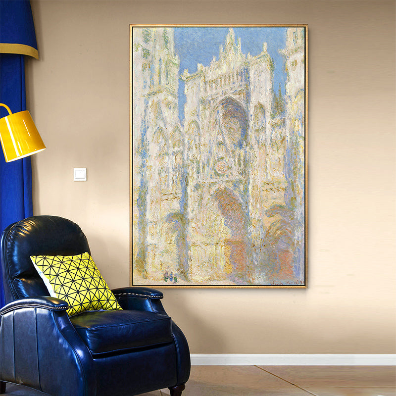 Brehn | Monet Rouen Kathedrale Wandkunst Traditioneller Texturierter Leinwanddruck in Pastellfarbe