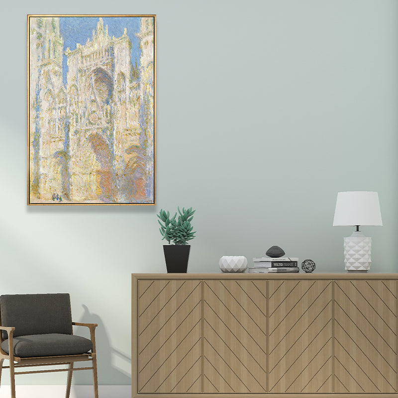 Brehn | Monet Rouen Kathedrale Wandkunst Traditioneller Texturierter Leinwanddruck in Pastellfarbe