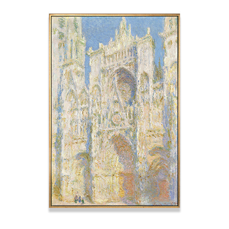 Brehn | Monet Rouen Kathedrale Wandkunst Traditioneller Texturierter Leinwanddruck in Pastellfarbe