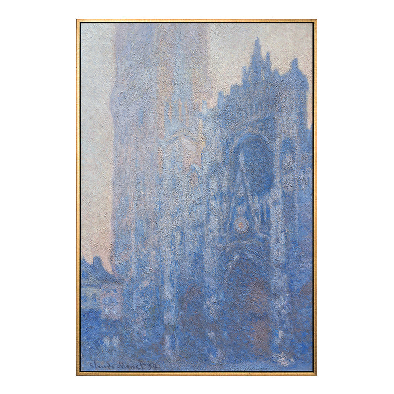 Brehn | Monet Rouen Kathedrale Wandkunst Traditioneller Texturierter Leinwanddruck in Pastellfarbe