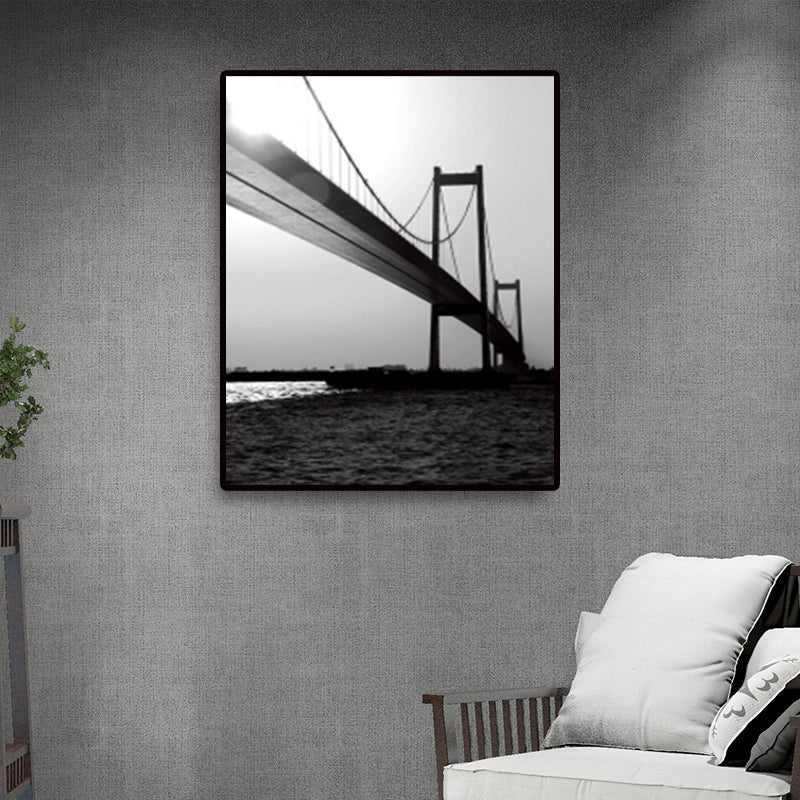 Brehn | Sea Bridge Leinwand Wandkunst Nostalgische Atemberaubende Landschaft Wanddekoration in dunkler Farbe für Raum
