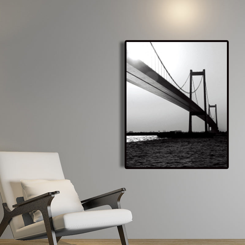 Brehn | Sea Bridge Leinwand Wandkunst Nostalgische Atemberaubende Landschaft Wanddekoration in dunkler Farbe für Raum