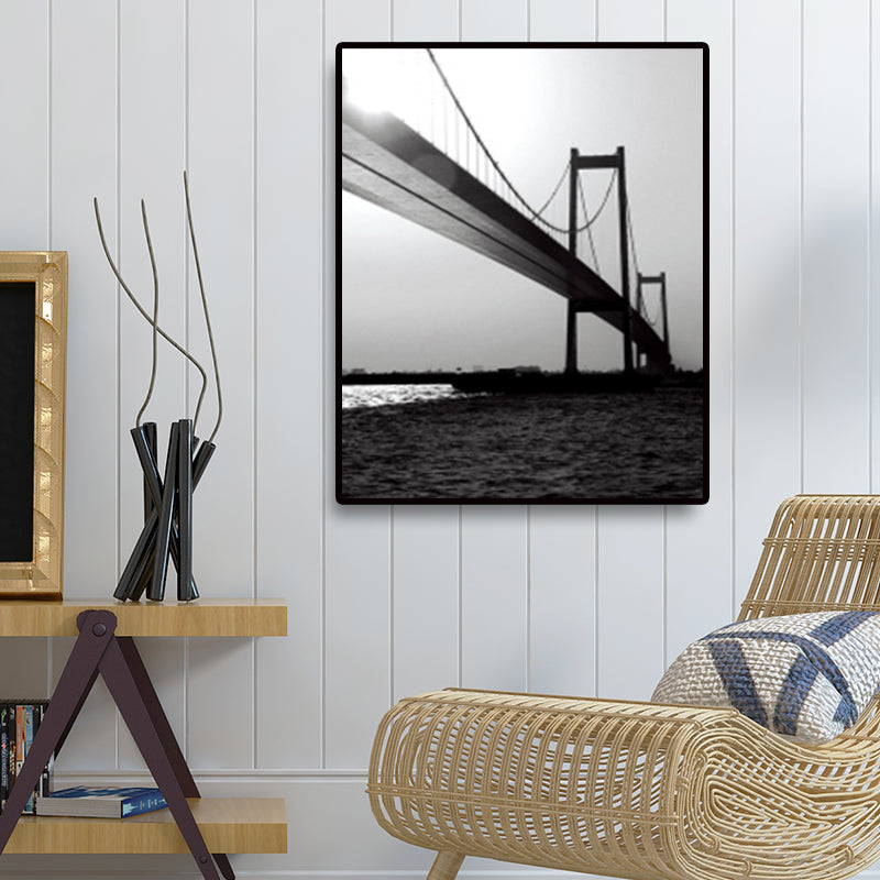 Brehn | Sea Bridge Leinwand Wandkunst Nostalgische Atemberaubende Landschaft Wanddekoration in dunkler Farbe für Raum