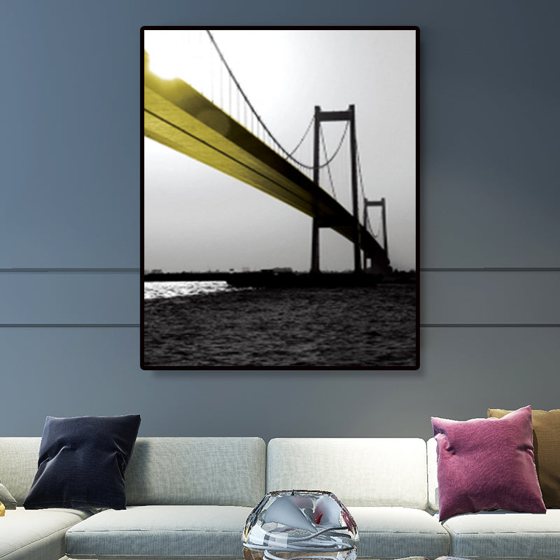 Brehn | Sea Bridge Leinwand Wandkunst Nostalgische Atemberaubende Landschaft Wanddekoration in dunkler Farbe für Raum