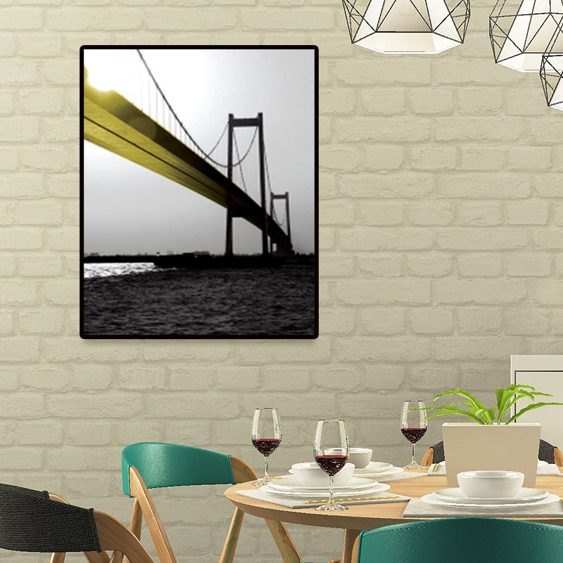Brehn | Sea Bridge Leinwand Wandkunst Nostalgische Atemberaubende Landschaft Wanddekoration in dunkler Farbe für Raum