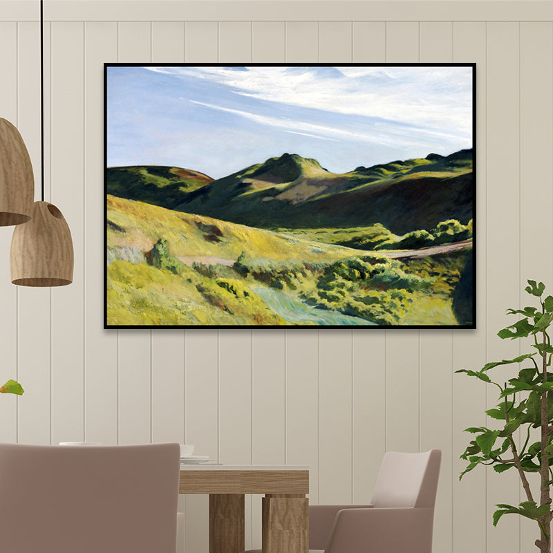Brehn | Grünes Sommer-Mountain-Landschaft Kunstdruck Texturiertes zeitgenössisches Wohnzimmers Gemälde