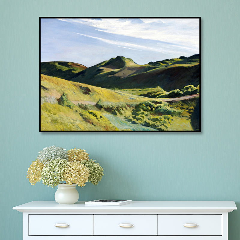 Brehn | Grünes Sommer-Mountain-Landschaft Kunstdruck Texturiertes zeitgenössisches Wohnzimmers Gemälde