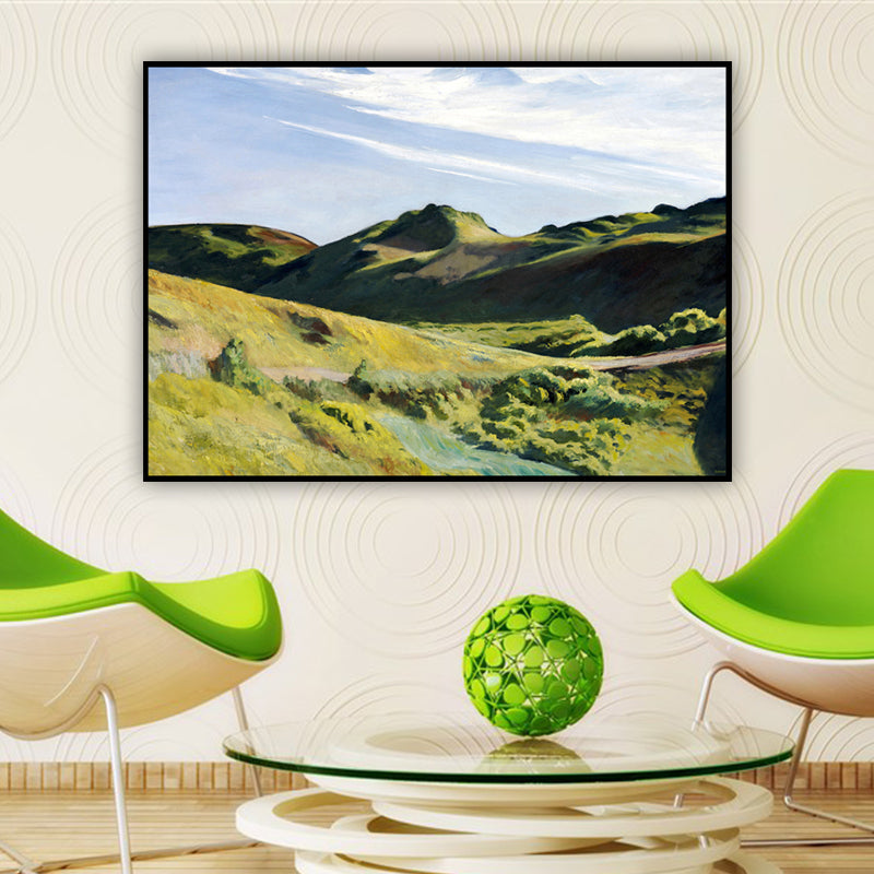 Brehn | Grünes Sommer-Mountain-Landschaft Kunstdruck Texturiertes zeitgenössisches Wohnzimmers Gemälde