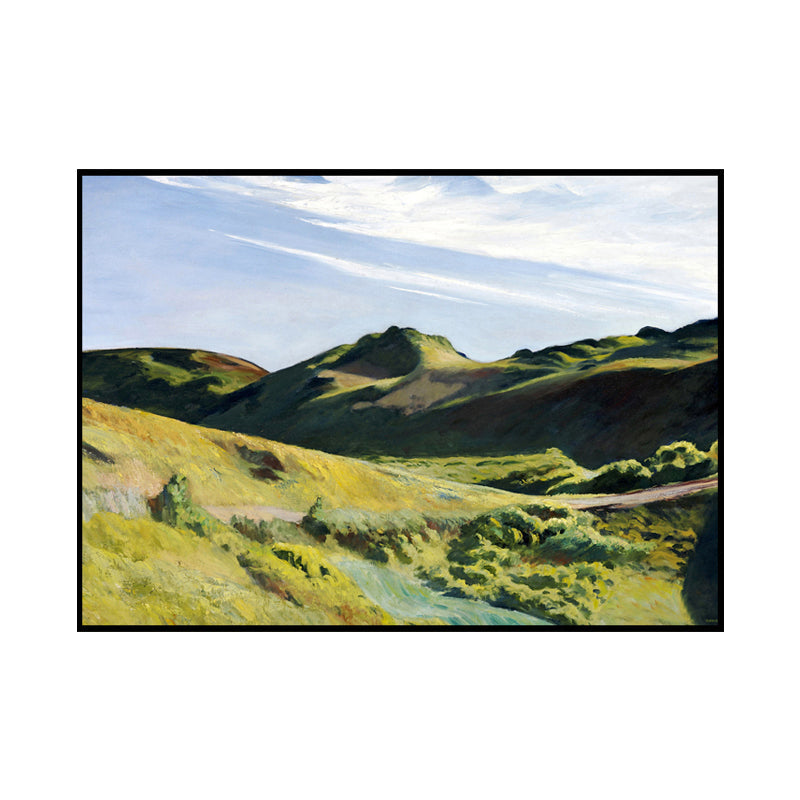 Brehn | Grünes Sommer-Mountain-Landschaft Kunstdruck Texturiertes zeitgenössisches Wohnzimmers Gemälde
