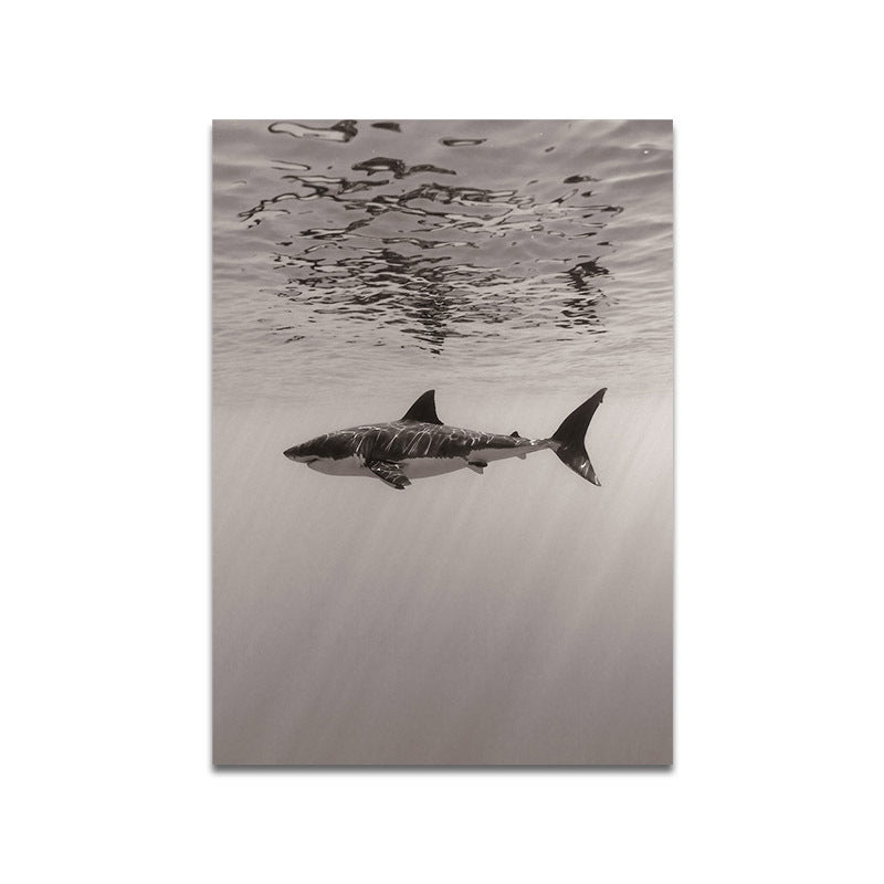 Brehn | Grijze Haai Wanddecoratie Onderwaterwereld Moderne Textuur Canvasprint voor Eetkamer