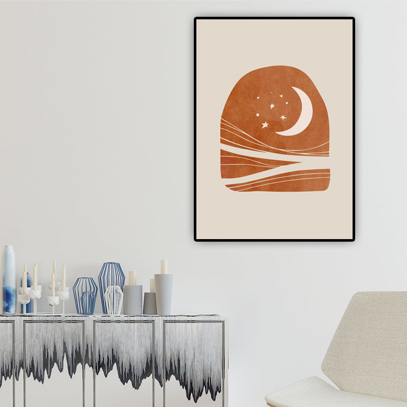 Brehn | Skandinavische Landschaften Wandkunst Druck Braune Texturierte Eingewickelte Leinwand für Schlafzimmer