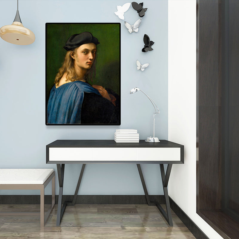 Brehn | Texturierte weiche Farbmalerei Retro-Stil Frauenporträt Wandkunst für das Wohnzimmer