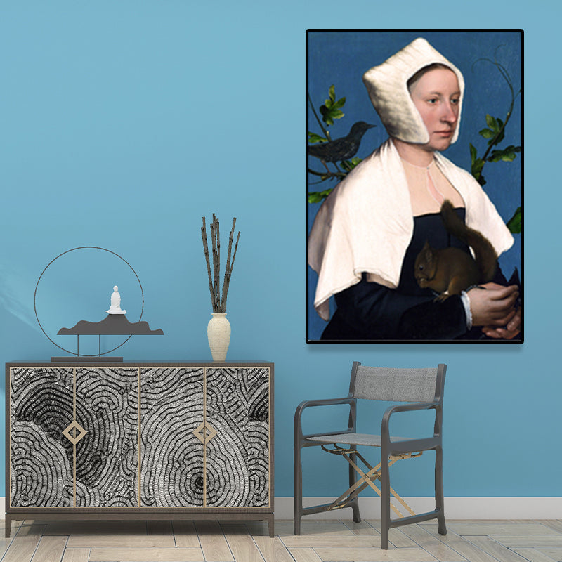 Brehn | Texturierte weiche Farbmalerei Retro-Stil Frauenporträt Wandkunst für das Wohnzimmer