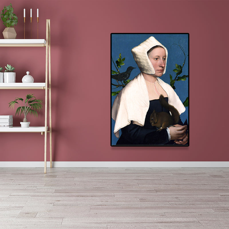 Brehn | Texturierte weiche Farbmalerei Retro-Stil Frauenporträt Wandkunst für das Wohnzimmer