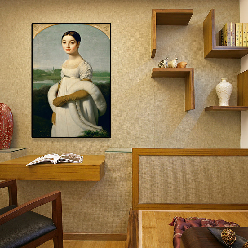 Brehn | Texturierte weiche Farbmalerei Retro-Stil Frauenporträt Wandkunst für das Wohnzimmer