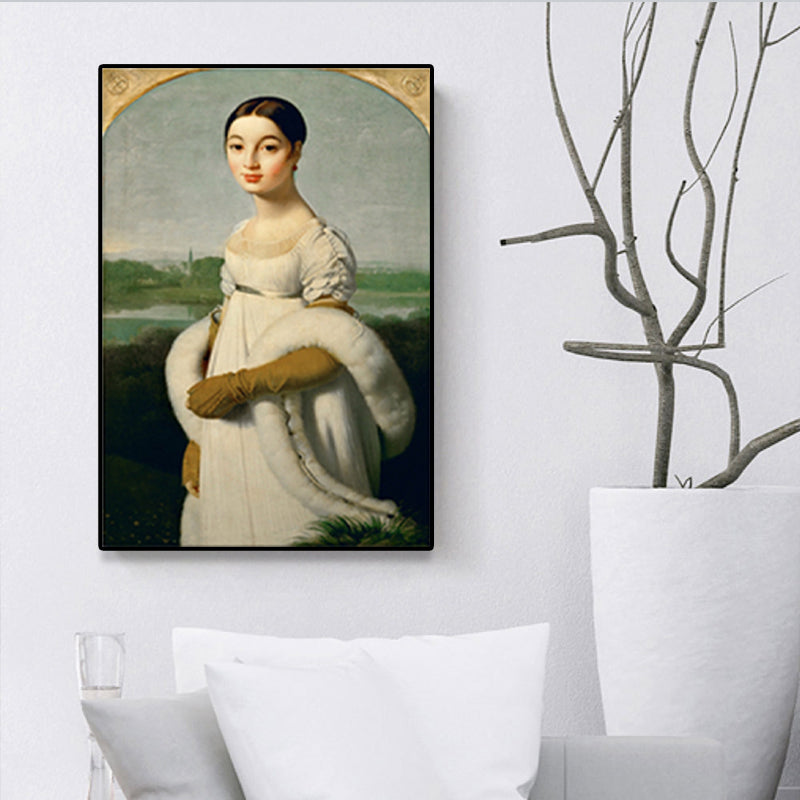 Brehn | Texturierte weiche Farbmalerei Retro-Stil Frauenporträt Wandkunst für das Wohnzimmer