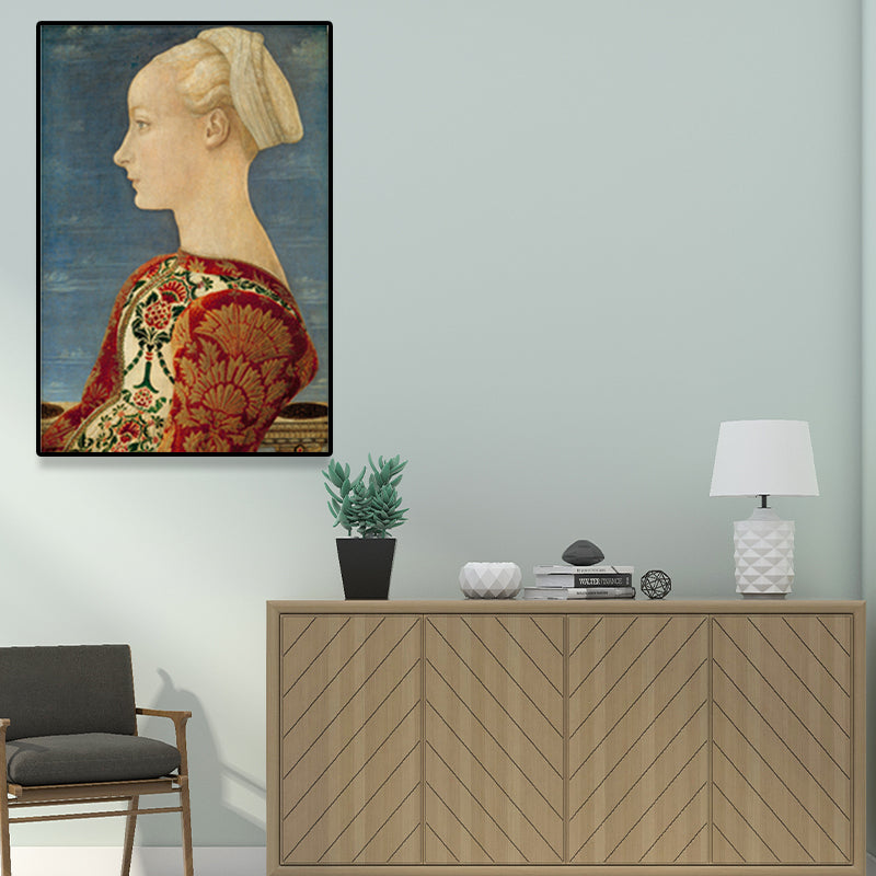 Brehn | Texturierte weiche Farbmalerei Retro-Stil Frauenporträt Wandkunst für das Wohnzimmer