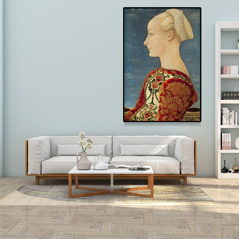 Brehn | Texturierte weiche Farbmalerei Retro-Stil Frauenporträt Wandkunst für das Wohnzimmer