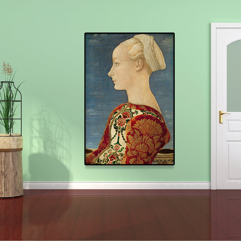 Brehn | Texturierte weiche Farbmalerei Retro-Stil Frauenporträt Wandkunst für das Wohnzimmer