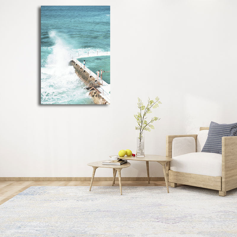 Brehn | Natur Landschaft Wandkunst Dekor Texturiert Tropische Wohnzimmer Leinwand in Pastellfarbe