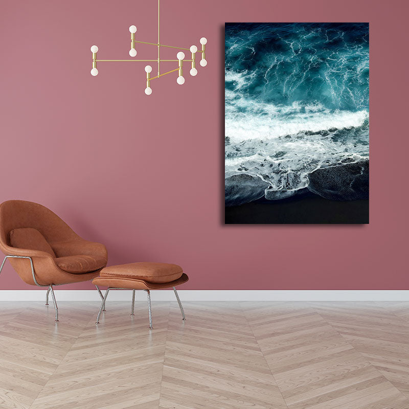 Brehn | Tropisches Ozean Wasser Kunstdruck Leinwand Texturiert Dunkle Farbe Wanddekoration für das Wohnzimmer
