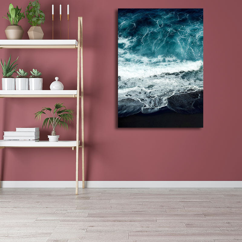 Brehn | Tropisches Ozean Wasser Kunstdruck Leinwand Texturiert Dunkle Farbe Wanddekoration für das Wohnzimmer