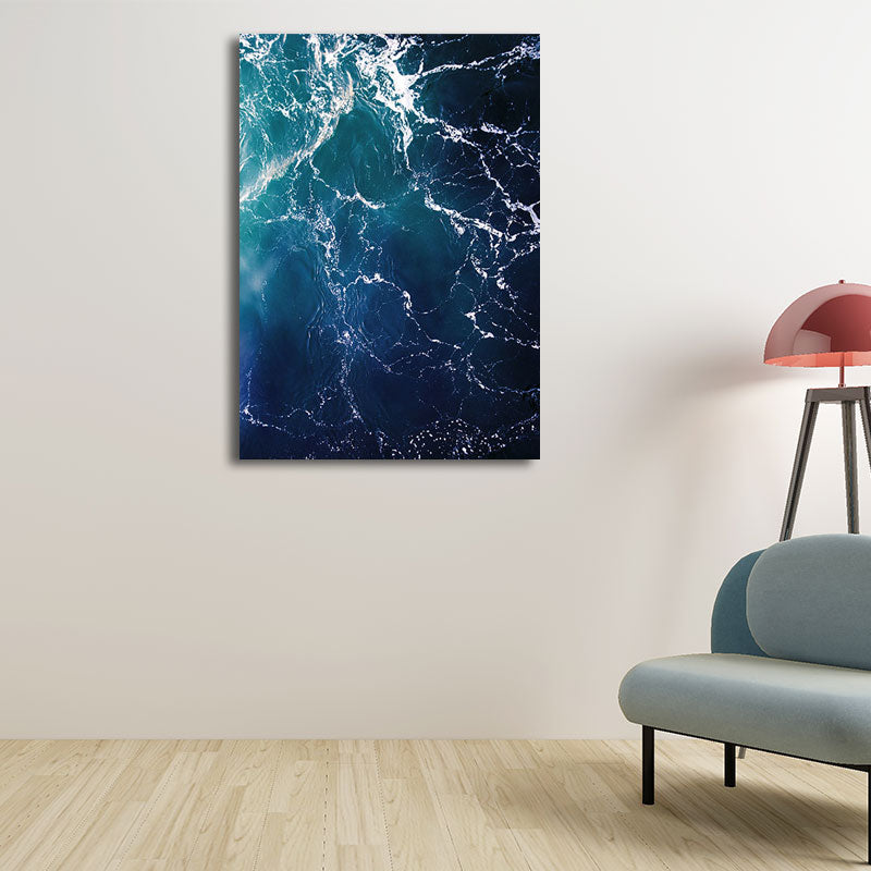 Brehn | Tropisches Ozean Wasser Kunstdruck Leinwand Texturiert Dunkle Farbe Wanddekoration für das Wohnzimmer