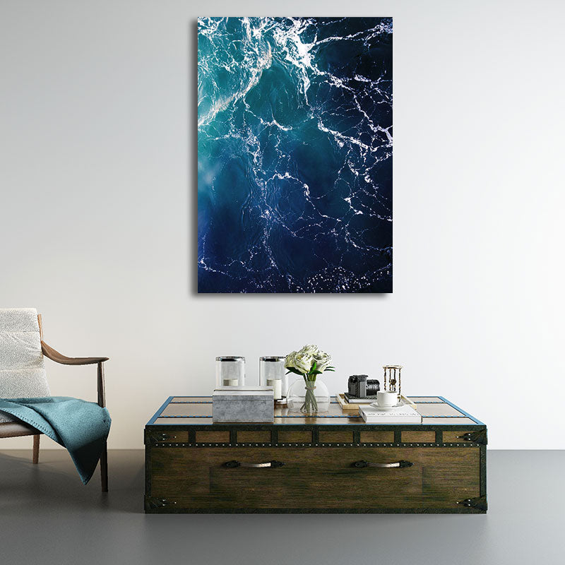 Brehn | Tropisches Ozean Wasser Kunstdruck Leinwand Texturiert Dunkle Farbe Wanddekoration für das Wohnzimmer
