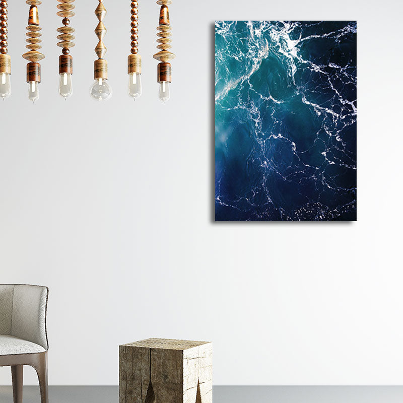 Brehn | Tropisches Ozean Wasser Kunstdruck Leinwand Texturiert Dunkle Farbe Wanddekoration für das Wohnzimmer