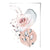Abstraktes florales Muster mit Rosen und geometrischen Formen in zartem Rosa und Grau Nr. 1
