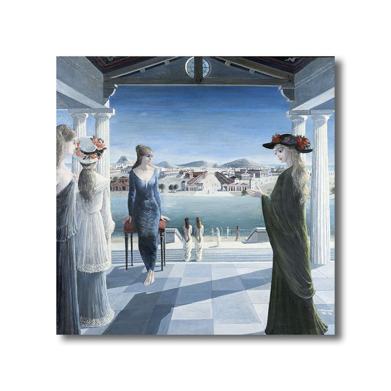 Brehn | Ölgemälde nostalgischer Stil Leinwand Frauenfiguren in Blau, Mehrere Größen verfügbar