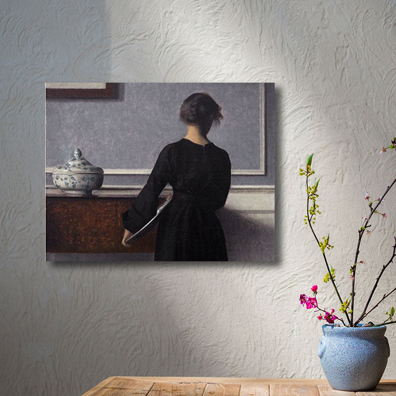 Brehn | Jungen Mädchen Rückendruck Retro Stil Leinwand Wandkunst Druck, mehrere Größenoptionen